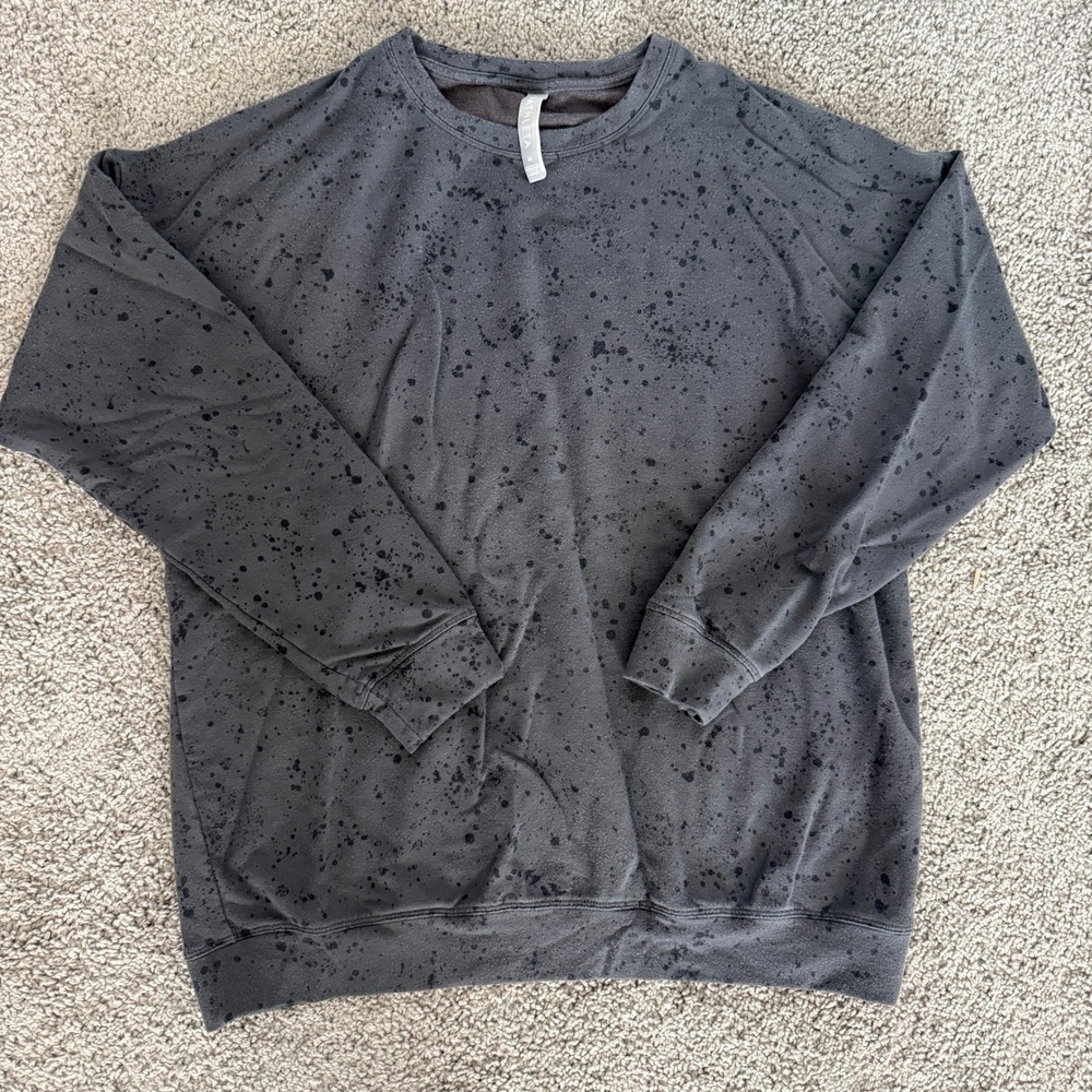 Athleta Coaster Luxe‎ Sweatshirt Womens Gray Black Splatter Size Medium